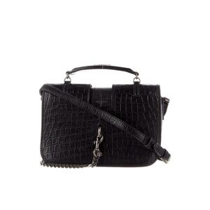 Yves Saint Laurent Black Crocodile-Embossed Crossbody Bag